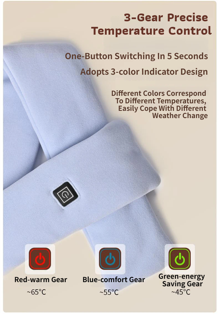 Pink USB Powered Graphene Rapid Heated Scarf - 80 x 10 CM Washable Winter Thermal Wrap with 3-Level Temp for Cervical Support & Pain Relief
