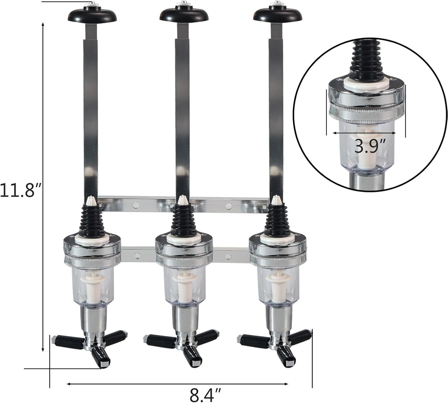 Professional Wall-Mounted Alcohol Tot Dispenser (4 Head) - Heavy Duty Adjustable Metal Wine Rack Decor with Spring-Loaded Bottle Holder