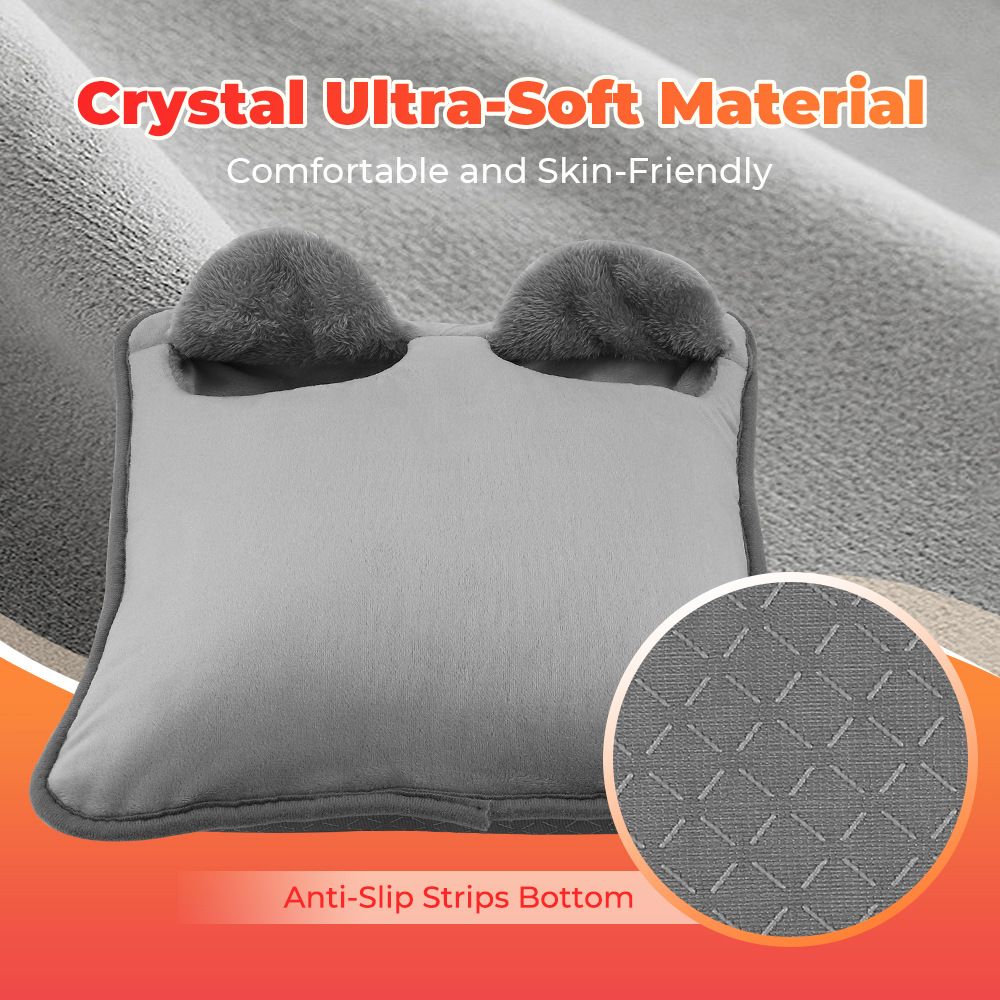 Grey Portable Versatile USB Electric Foot Warmer with 4 Temp Levels & 4 Auto-Shutoff Timer - Soft Fleece Washable Heating Mat