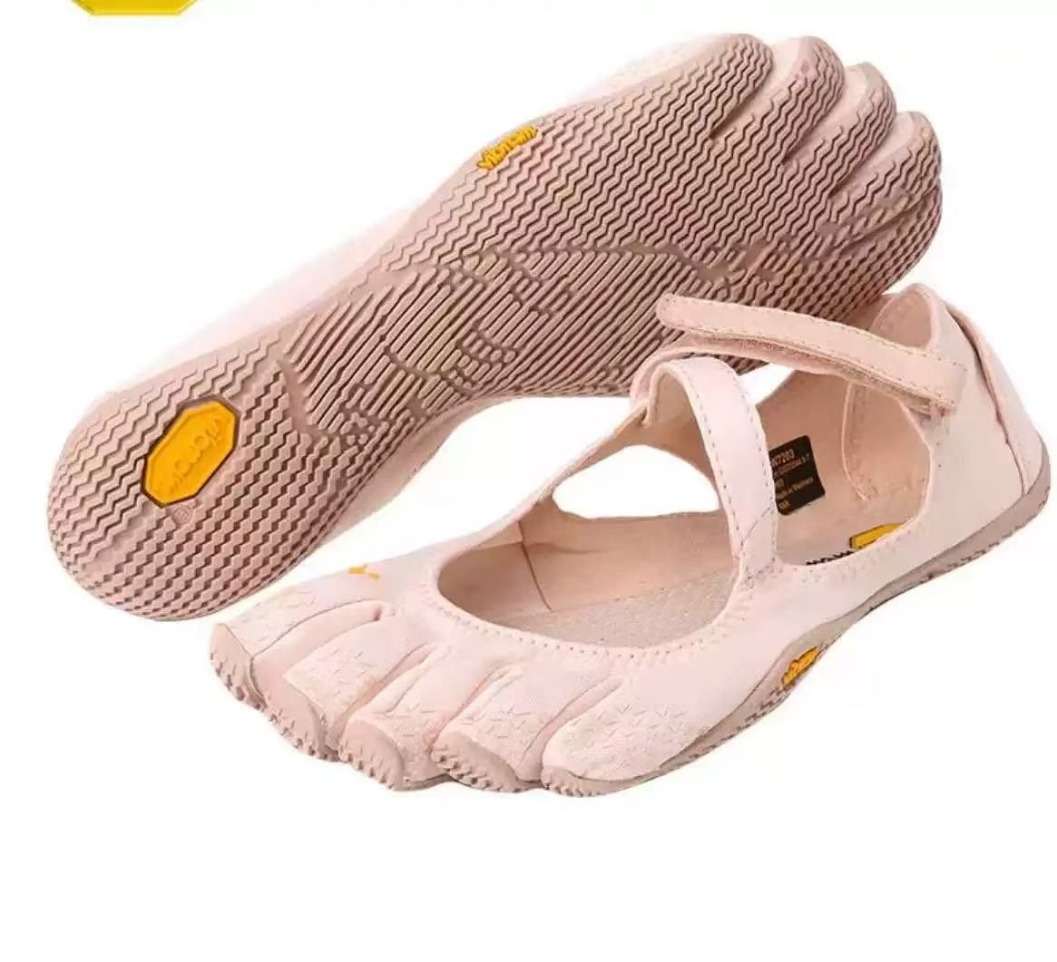 Pink Breathable High-Grip Five-Finger Yoga & Pilates Shoes (Foot Length 24.5 CM) - Professional Training Footwear for Natural Toe Splay & Barefoot Feel