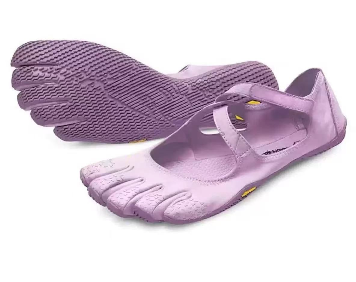 Purple Breathable High-Grip Five-Finger Yoga & Pilates Shoes (Foot Length 24 CM) - Professional Training Footwear for Natural Toe Splay & Barefoot Feel
