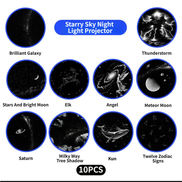 Portable USB Galaxy Night Light Projector with 10 Projection Films - Touch-Controlled Rotating Starry Sky Lamp for Bedroom, Nursery and Car