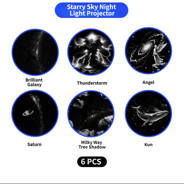 3-Pack Portable USB Galaxy Night Light Projector with 6 Projection Films - Touch-Controlled Rotating Starry Sky Lamp for Bedroom, Nursery and Car