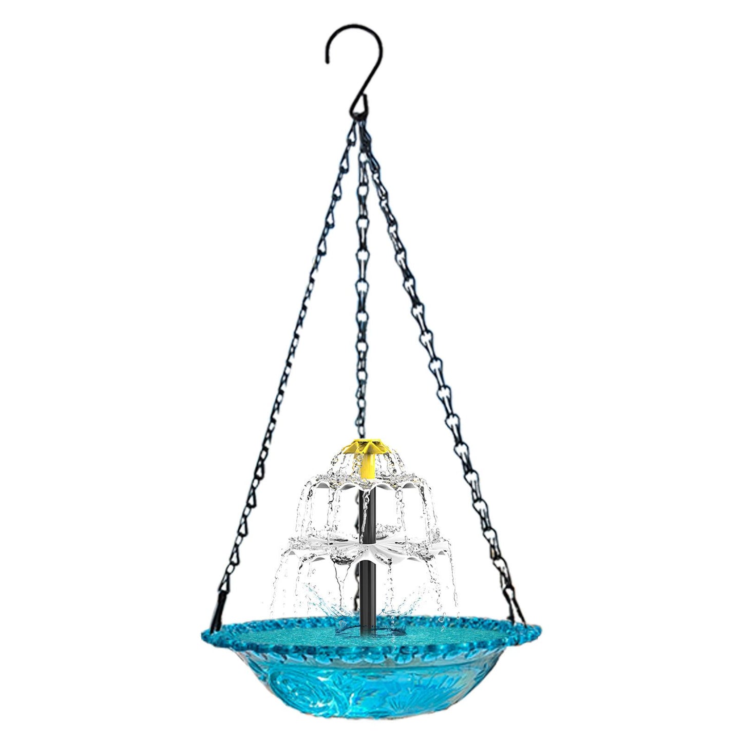 Pink Solar Hanging 3-Layer Cascade Bird Bath Fountain & Wildlife Feeder - 9.25"W Bird Bath Bowl with Solar Powered Pump for Outdoor Garden Backyard Patio Lawn