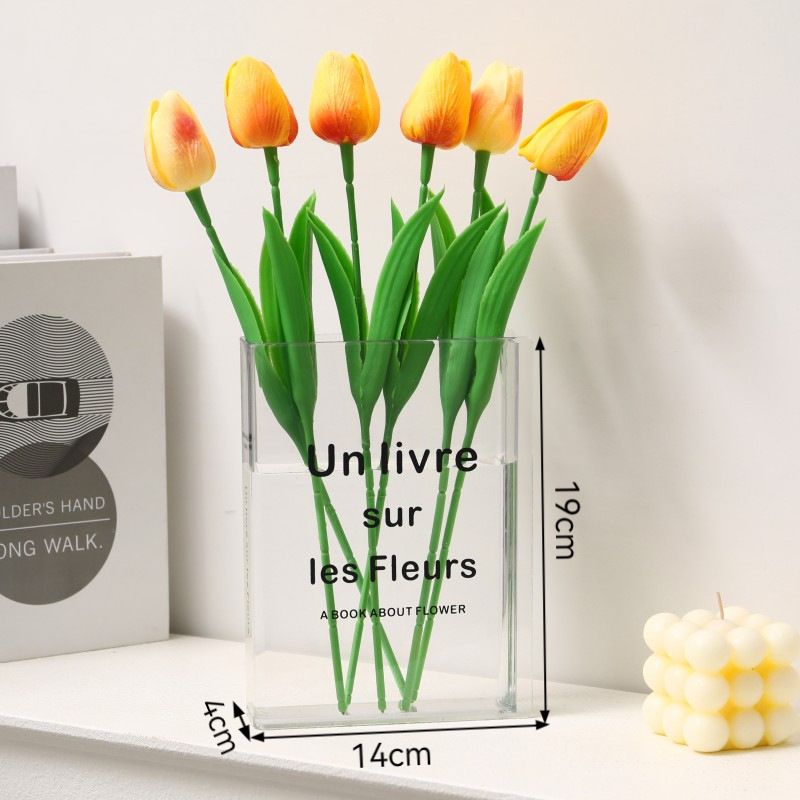 Minimalist Clear Acrylic Book Vase - Space Saving Desktop Ornament & Bookish Gift- Durable Unbreakable Hydroponic Vessel for Home and Office Decor