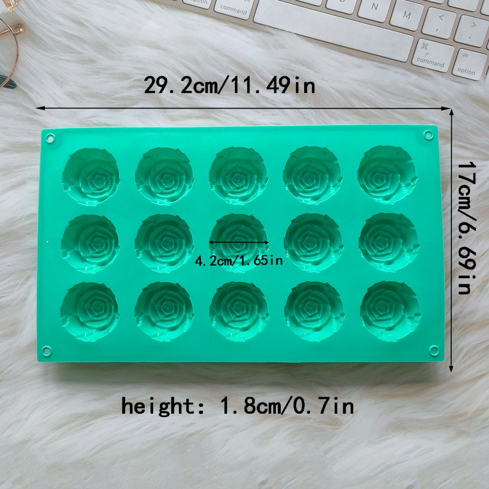 2PCS Blue 3D Rose Shaped Silicone Baking Mold (15 Cavity) - Non-Stick Cake Chocolates & Jelly Pan - Durable Flexible Easy Release for Holiday Desserts