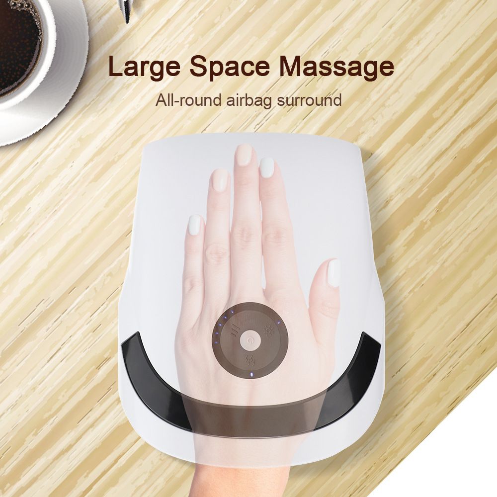 White Portable Electric Hand Massager - USB-C Rechargeable, Airbag Compression, Graphene 42℃ Constant Heating & 5 Levels Intensity for Everyday Use and Arthritis Carpal Tunnel Relief