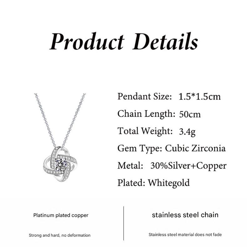 silvery white Necklace  Rose Box Set Eternal Star Three-Leaf Clover Necklace - Mother's Day Gift, Comes with Free Gift Box - Mother's Day Jewelry Gift