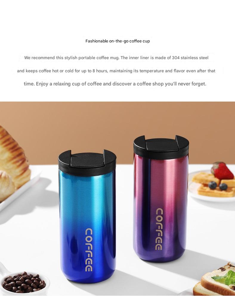 White Stainless Steel Coffee Mug 500ml Vacuum Insulated Travel Cup 8 Hours Heat Retention Leak-Proof Lid 304 Food-Grade Steel Portable Office Car Tumbler Reusable Gift Cup