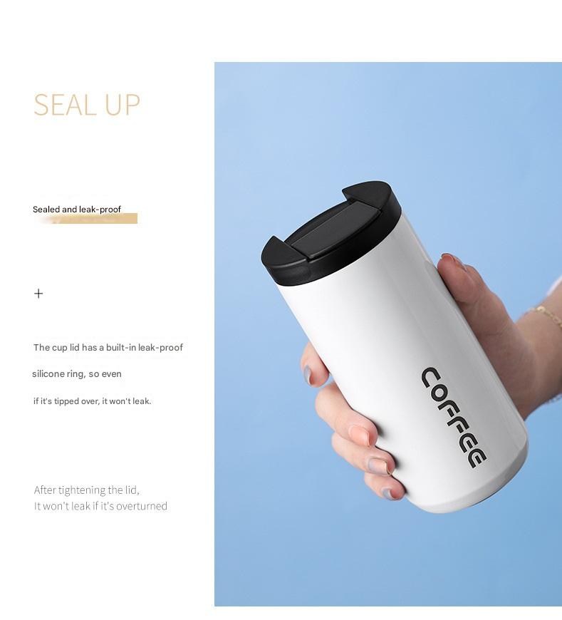 Gradient Blue Stainless Steel Coffee Mug 500ml Vacuum Insulated Travel Cup 8 Hours Heat Retention Leak-Proof Lid 304 Food-Grade Steel Portable Office Car Tumbler Reusable Gift Cup