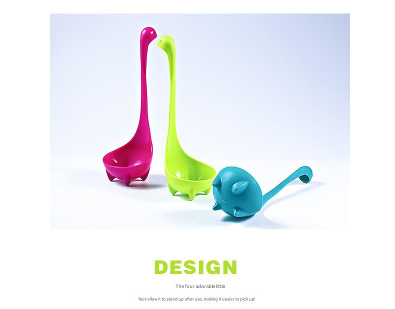 Red Nessie Ladle Loch Ness Monster Soup Spoon Cute Dinosaur Shaped Standing Ladle Food-Grade Nylon Kitchen Utensil  Handle Heat Resistant 0-120C Funny Cooking Gadget Gift for Home Cooks