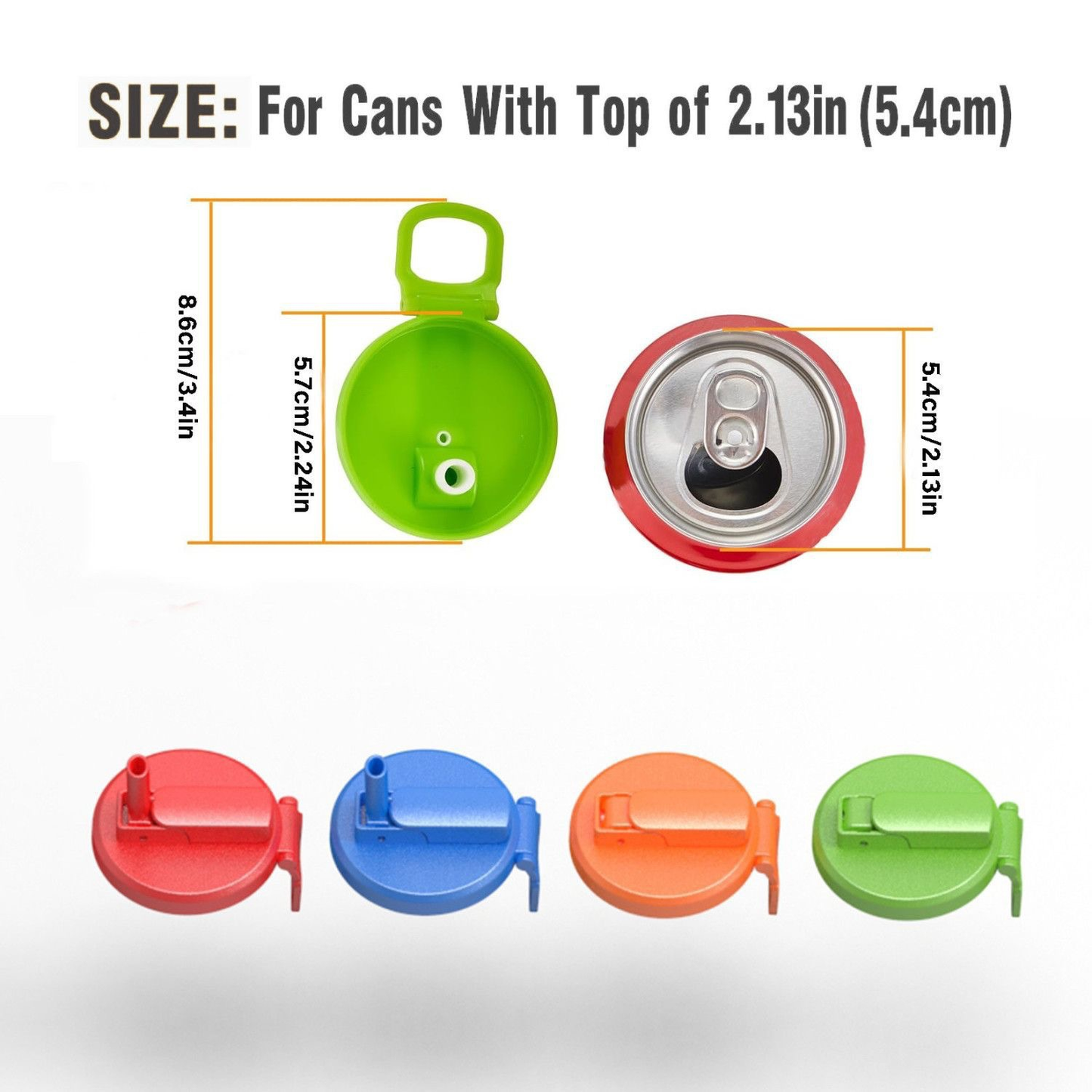 Green Reusable Soda Can Lid with Straw and Carrying Handle - Spill-Proof Plastic Can Cover for Standard 2.13 Inch Cans, Portable Beverage Protector with Flip-Top Design, BPA-Free Drink Can Converter for Outdoor Parties BBQs Camping