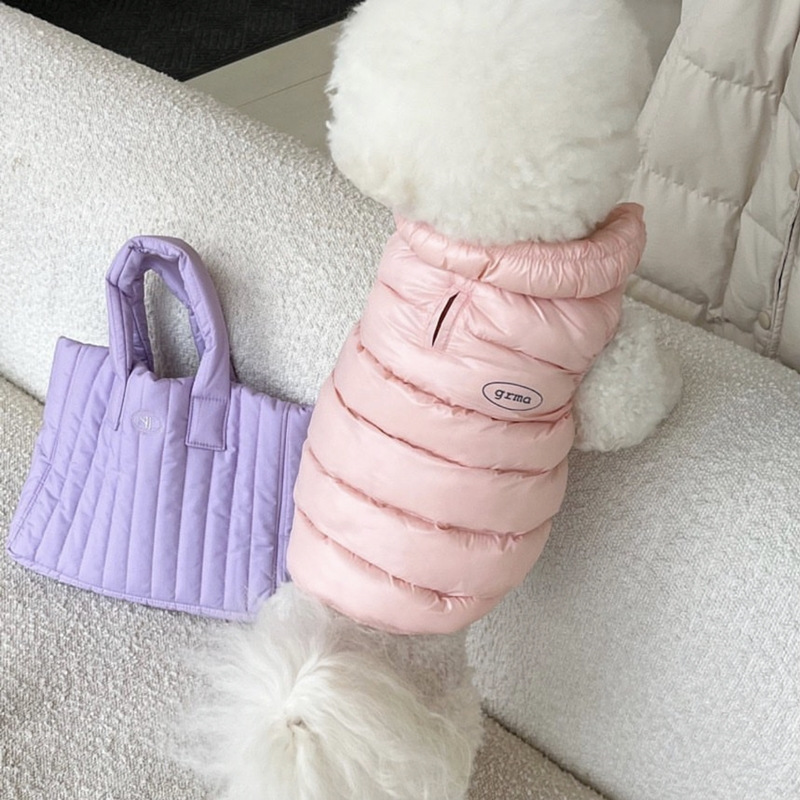 Pink M size Dog Winter Coat Quilted Puffer Jacket - Warm Cotton Padded Vest for Small Dogs, High Collar Pet Clothes for Chihuahua Yorkie Poodle Bichon Schnauzer, Lightweight Cold Weather Dog Apparel with Elastic Cuffs