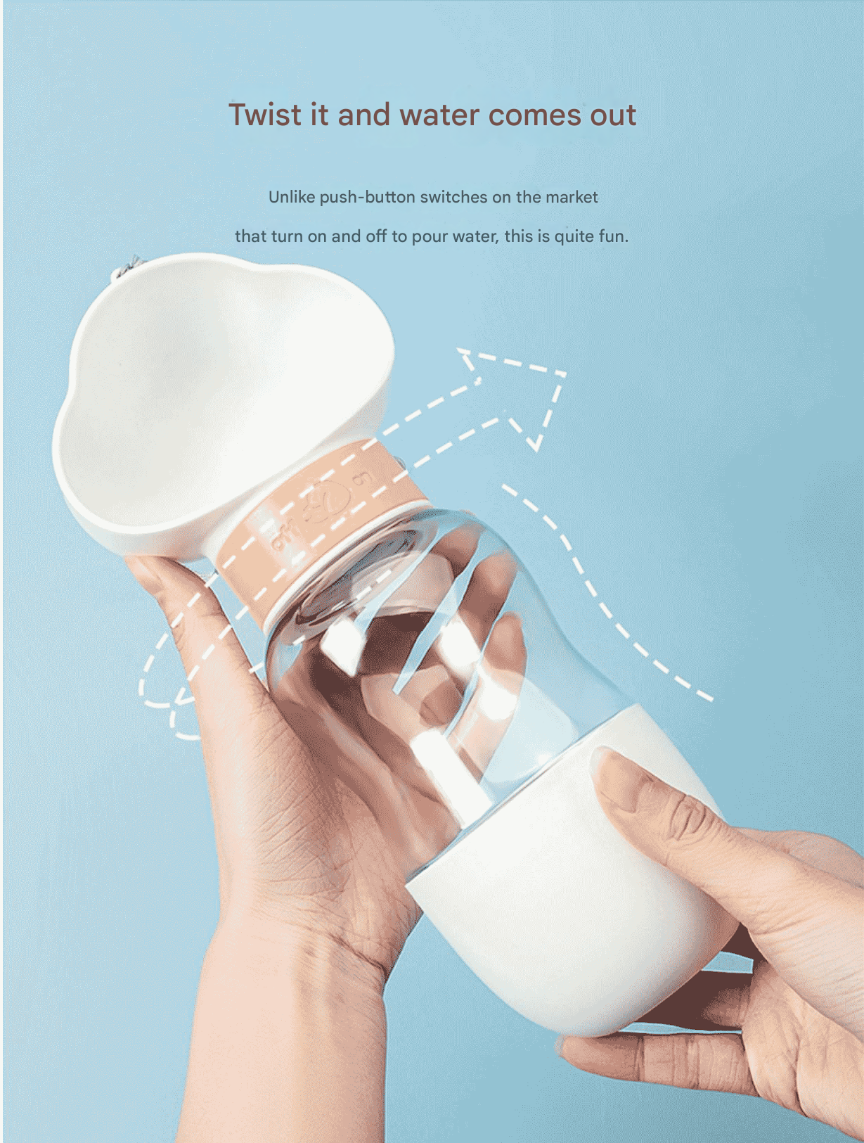 White 600ml Portable Dog Water Bottle  - Leak-Proof Pet Travel Water Dispenser, Cloud-Shaped Drinking Bowl, Twist-to-Dispense Design, BPA-Free HIPS/PET Material for Walking Hiking Travel