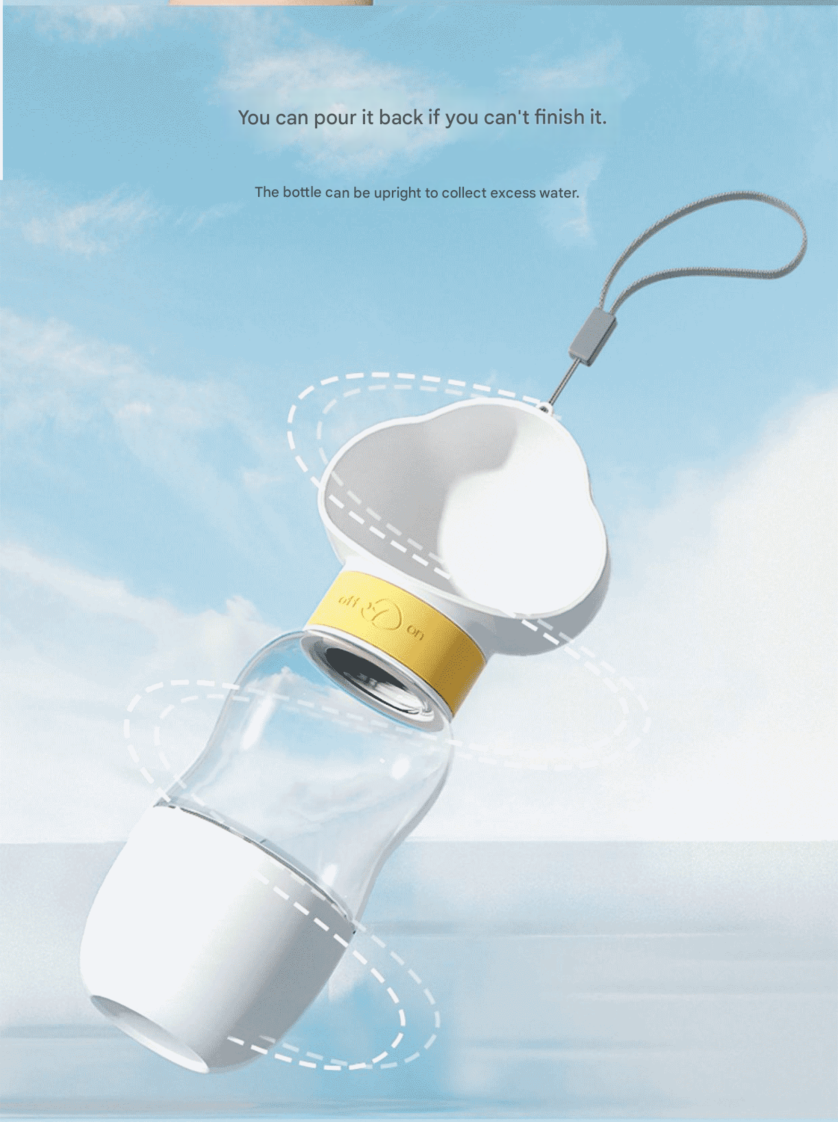 Yellow  Portable Dog Water Bottle with Food Container - 2-in-1 Leak-Proof Pet Travel Water Dispenser, Cloud-Shaped Drinking Bowl, Twist-to-Dispense Design, BPA-Free HIPS/PET Material for Walking Hiking Travel