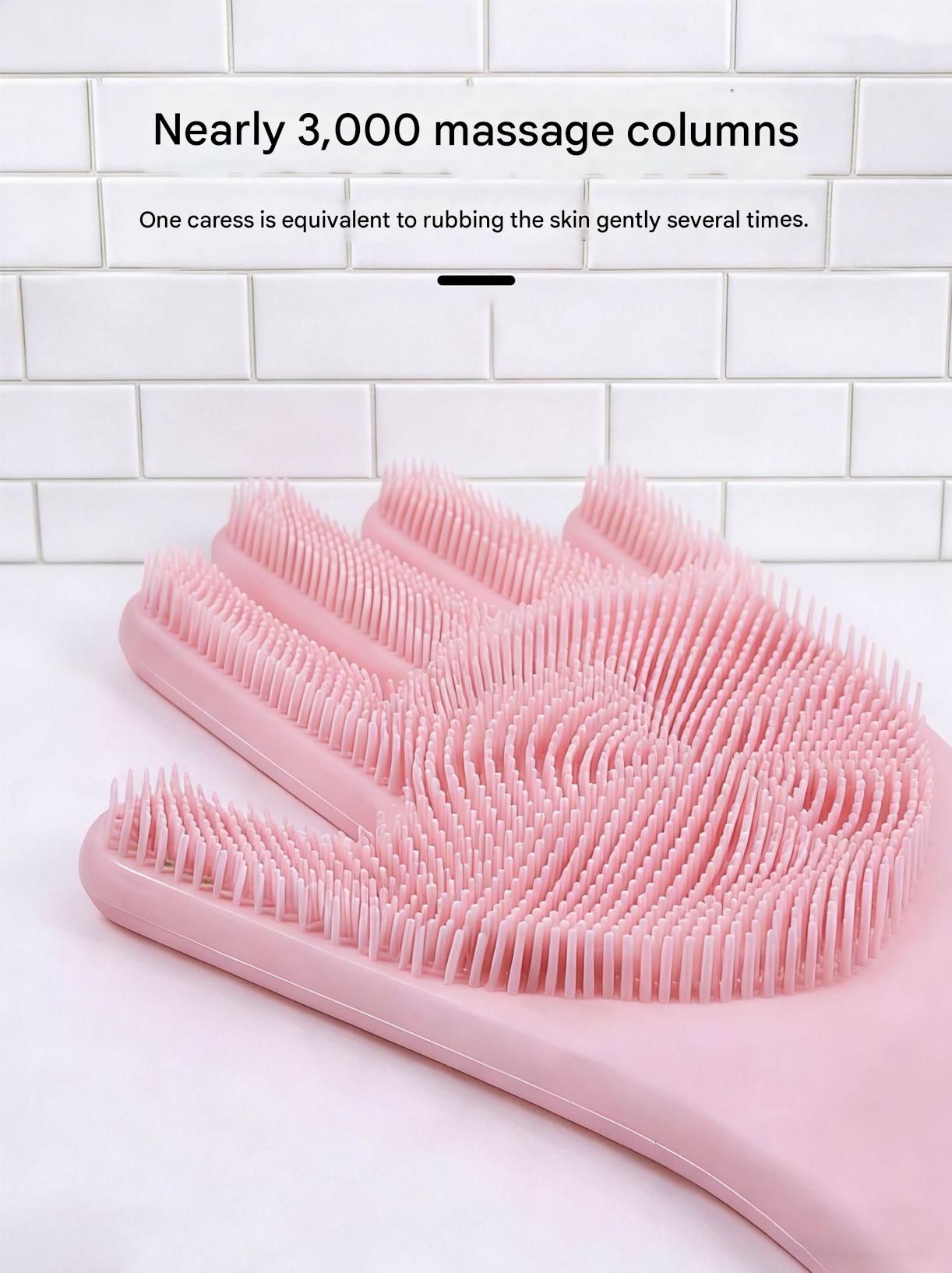 Blue Silicone Pet Bathing Gloves - Pink Double-Sided Design for Cats and Dogs - Gentle Massage, Easy Lather, Durable and Waterproof, Ideal for Pet Grooming and Home Use