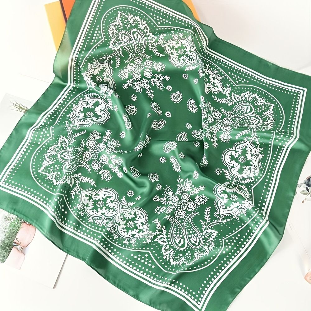 Red and white Women's 70cm Square Scarf - Bohemian Paisley & Vintage Print Collection - Lightweight Satin Feel, Versatile Neck Tie, Head Wrap, Bag Accent, Everyday Elegance, Gift Ready