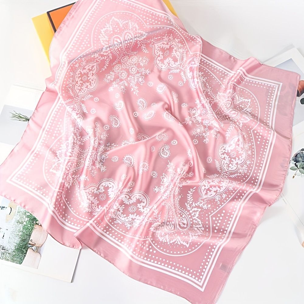 Bohemian Blue Women's 70cm Square Scarf - Bohemian Paisley & Vintage Print Collection - Lightweight Satin Feel, Versatile Neck Tie, Head Wrap, Bag Accent, Everyday Elegance, Gift Ready