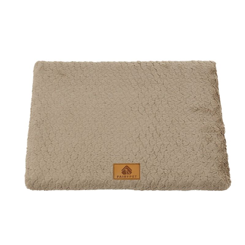 Coffee XL size Pet Dog Bed Mat - Plush Short Fur Cover with Wave Foam Padding - Washable Removable Cover, Non-Slip Base, Warm Winter Cushion for Dogs and Cats, Multiple Sizes