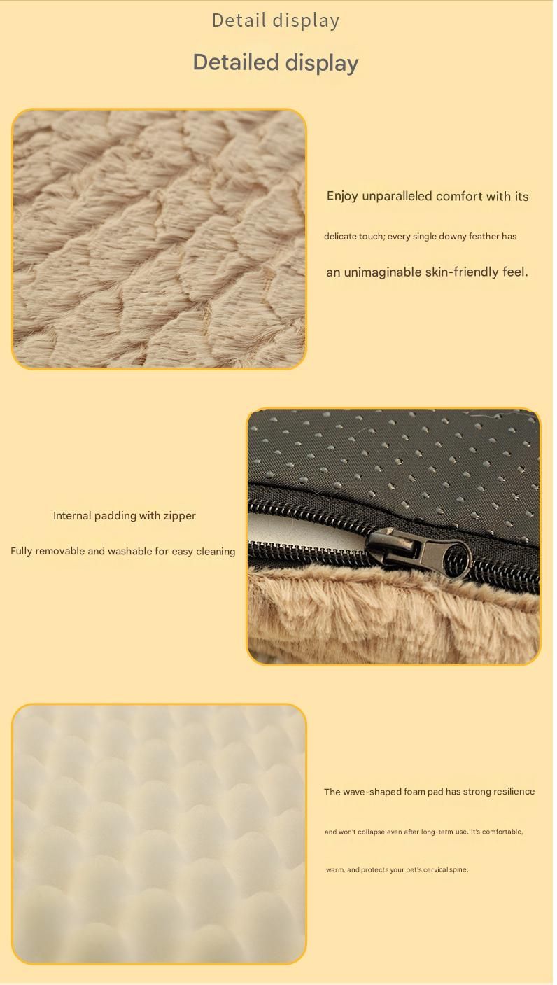 Silver-gray XXL size Pet Dog Bed Mat - Plush Short Fur Cover with Wave Foam Padding - Washable Removable Cover, Non-Slip Base, Warm Winter Cushion for Dogs and Cats, Multiple Sizes