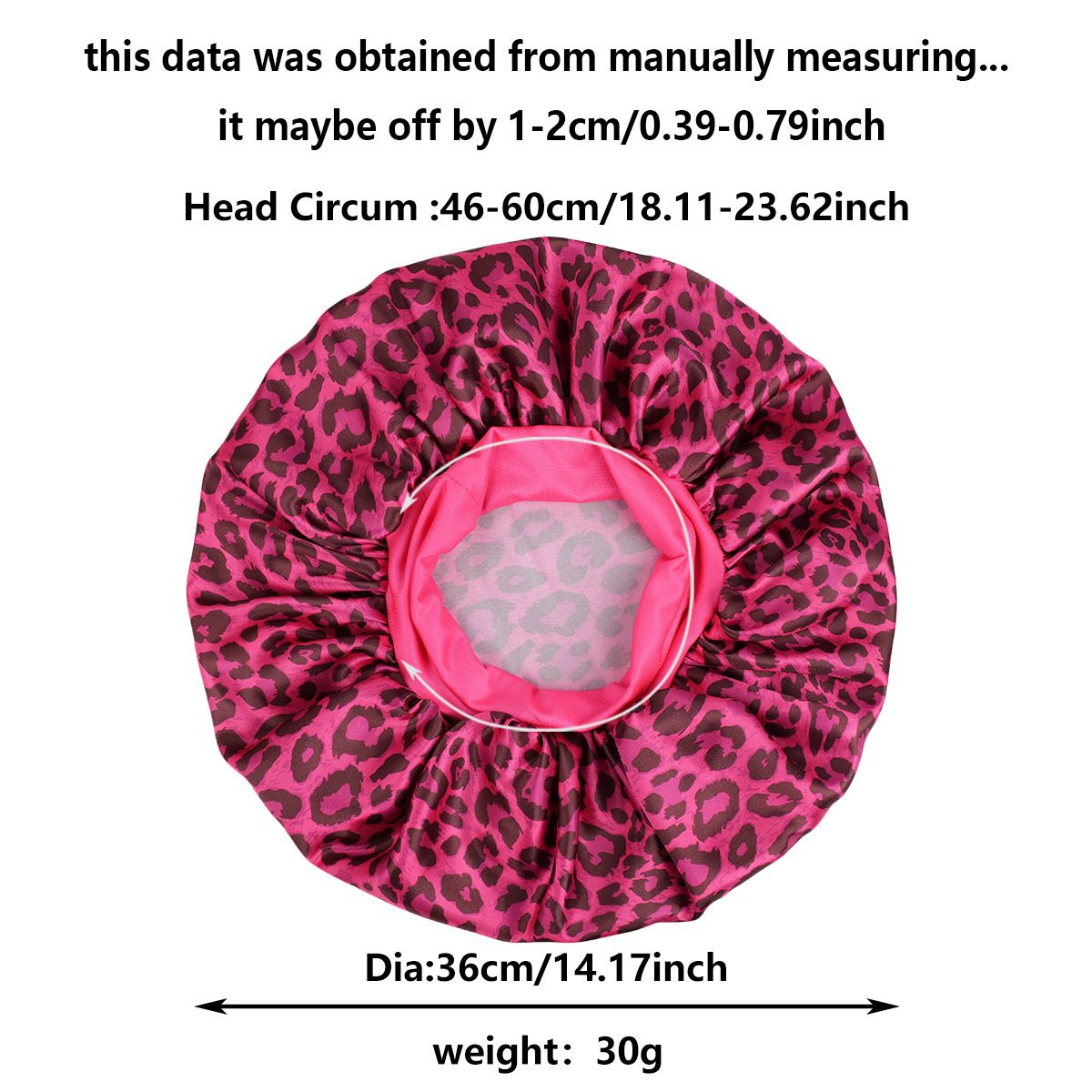 Gemini -Rose Red Leopard Print Satin Sleep Bonnet -  Large Size Hair Protection Cap with Elastic Band, Soft Lined for Curly Hair, Night Wear and Spa Use