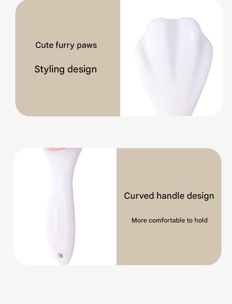 Pink Silicone Cat Paw Face Brush - Long Handle Manual Facial Cleanser for Deep Pore Cleaning, Exfoliating & Massaging - Soft Bristles for Blackhead Removal, Gentle on Skin, Travel Friendly