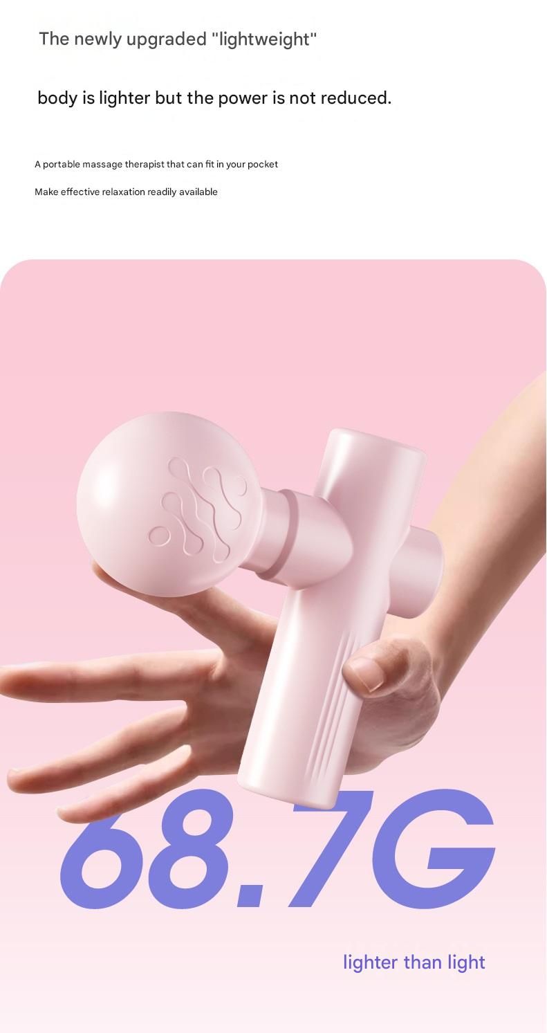 Pink Mini Massage Gun - Pocket-Sized Deep Tissue Percussion Massager with 4 Speeds, 7mm Amplitude, 12KG Force, USB-C Rechargeable - Ultra Quiet, 68.7g Lightweight for Muscle Recovery, Travel, Office