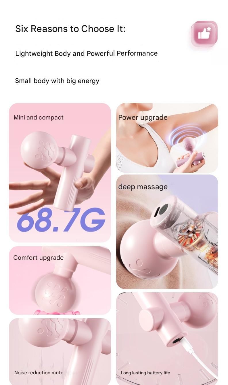 Green Mini Massage Gun - Pocket-Sized Deep Tissue Percussion Massager with 4 Speeds, 7mm Amplitude, 12KG Force, USB-C Rechargeable - Ultra Quiet, 68.7g Lightweight for Muscle Recovery, Travel, Office