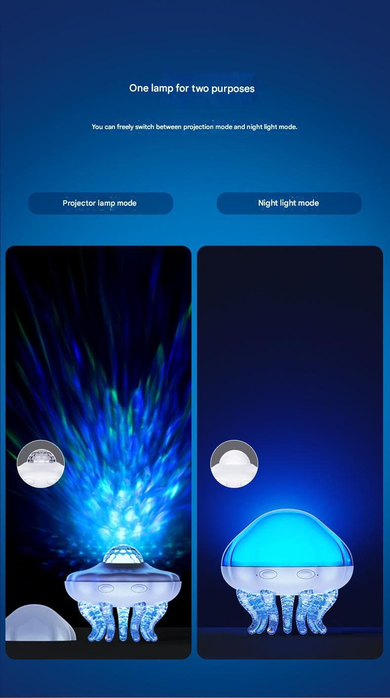 Jellyfish Ocean Wave Projector Night Light - USB Powered , 2 Timer Settings, Dual Mode Projection and Night Light, Romantic Bedroom Decor, Kids Gift