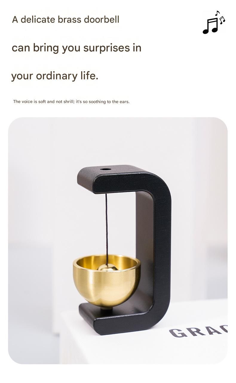 Orange Magnetic Door Bell Chime - Dopamine Style Brass Bell with Alloy Frame - No Drill Entry Door Chime for Home, Office, Fridge - Modern Japanese Design, Crisp Sound, Easy Install