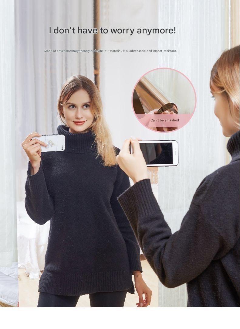 50*200cm Self-Adhesive PET Mirror Sticker - Unbreakable Soft Glass Mirror Film，Safety Soft Mirror - Cut-to-Size, High-Reflective Wall Decal for Bedroom, Wardrobe, Bathroom - Easy Peel-and-Stick Installation, No Drill Damage Space-Saving Design