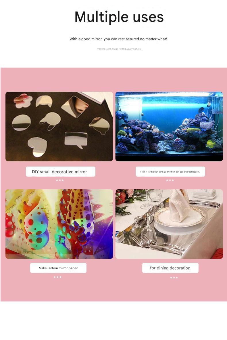 50*200cm Self-Adhesive PET Mirror Sticker - Unbreakable Soft Glass Mirror Film，Safety Soft Mirror - Cut-to-Size, High-Reflective Wall Decal for Bedroom, Wardrobe, Bathroom - Easy Peel-and-Stick Installation, No Drill Damage Space-Saving Design