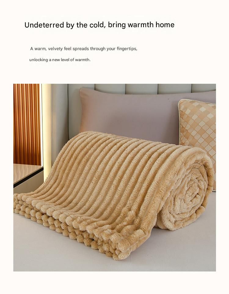100*150cm Blue Solid Colour Flannel Throw Blanket - Thick Double-Sided Fleece with Ribbed Texture - Soft throw blanket& Lightweight for Sofa, Bed, Office Nap, Air-Conditioned Rooms - Durable, Machine Washable, Non-Shedding