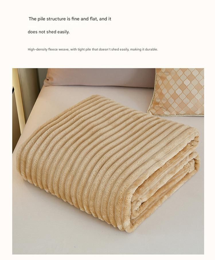 100*150cm Green Solid Colour Flannel Throw Blanket - Thick Double-Sided Fleece with Ribbed Texture - Soft throw blanket& Lightweight for Sofa, Bed, Office Nap, Air-Conditioned Rooms - Durable, Machine Washable, Non-Shedding