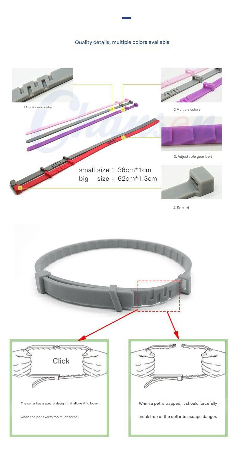 2-piece Grey 38cm Adjustable Flea and Tick Collar for Dogs and Cats - 8 Month Protection, Waterproof TPR Design with Safety Release - Repels Fleas, Ticks, and Mosquitoes for Small to Large Pets