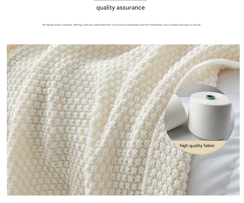 Grey 150*200cm Nordic Style Tassel Knit Throw Blanket - Soft Polyester Sofa Blanket with Pineapple Texture - Breathable & Lightweight for Office, Couch, Travel - Boho Chic Home Decor