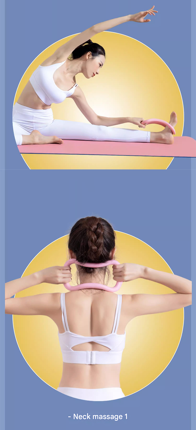 2-piece Soft Version Yoga Ring for Back Opening & Leg Support - TPE Resistance Loop, Ergonomic Arch Design - Multi-Use Fitness Aid for Shoulder Stretch, Spinal Alignment, Thigh Toning & Posture Correction
