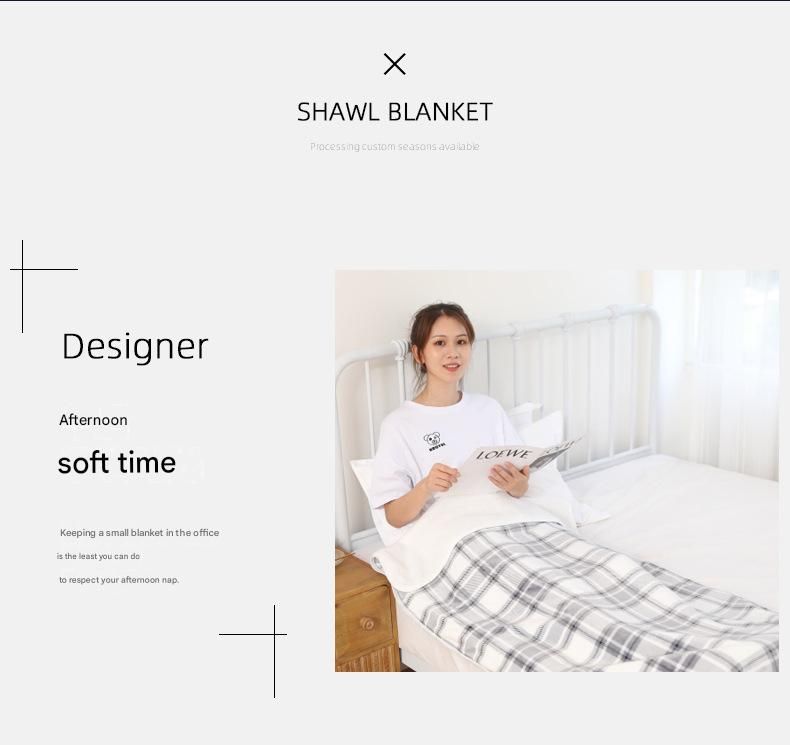 Brown and White 80*130cm Japanese-Style shawl blanket Ultra-Soft Blanket - Thick Polyester Throw for Sofa, Bed, Office,  Cozy Nap Blanket for Winter & All Seasons