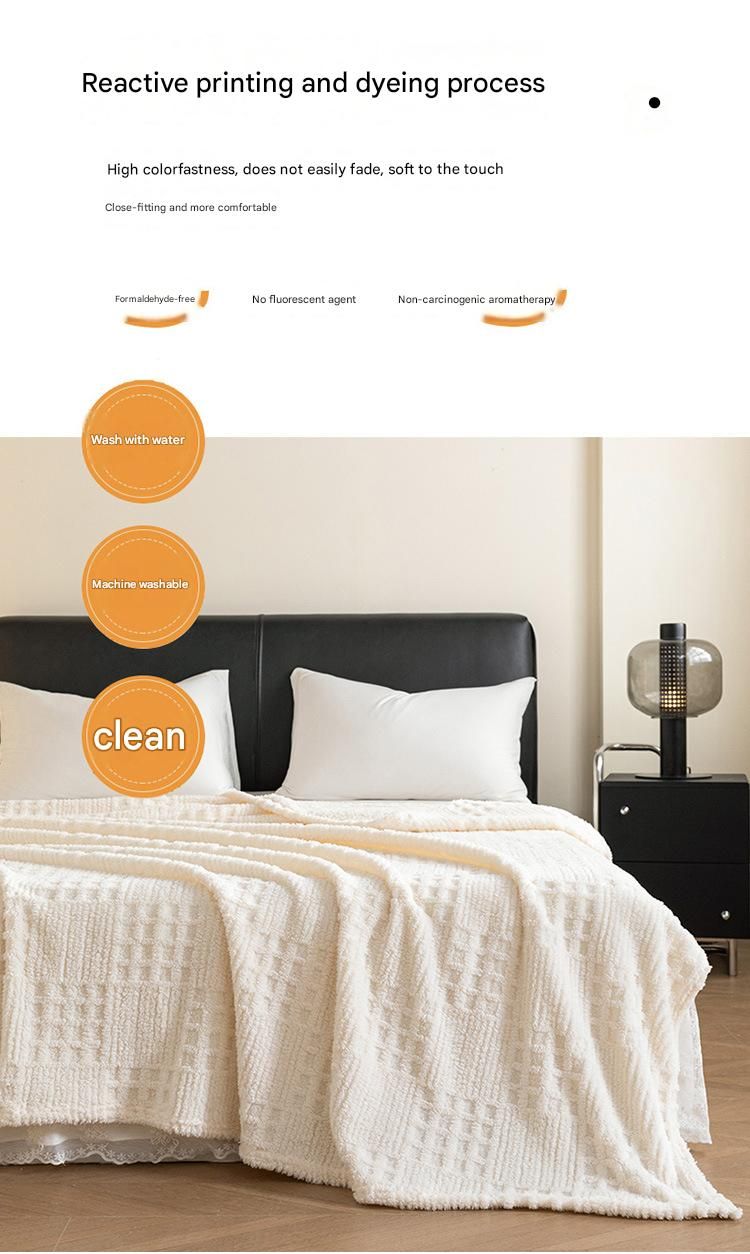 Green 180*200cm Thickened Double-Sided Plush Waffle Weave Throw Blanket - Anti-Static Taffeta Velvet & Flannel Fleece - Warm, Soft, Non-Shedding Blanket for Winter, Sofa, Bed & Office