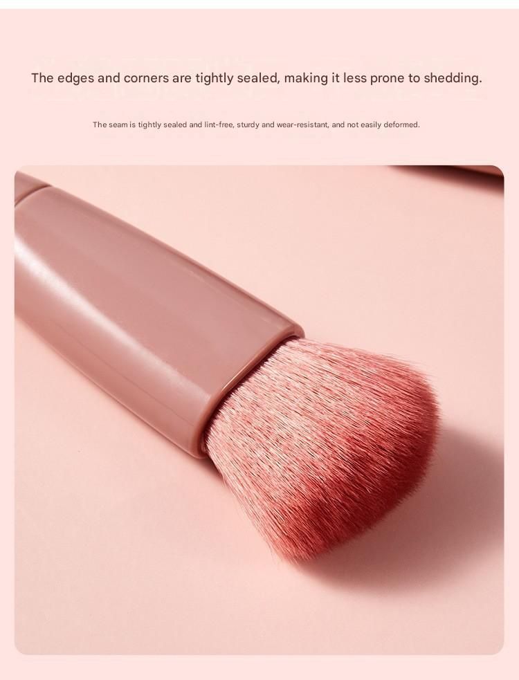 Pink 5-Piece Compact Makeup Brush Set with Mirror - Synthetic Fibre Travel Case with Foundation, Powder & Blush Brushes - Portable Beauty Tool Kit for On-the-Go Touch-Ups