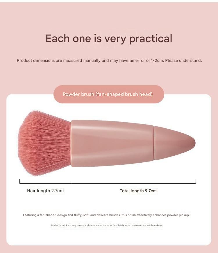 Green 5-Piece Compact Makeup Brush Set with Mirror - Synthetic Fibre Travel Case with Foundation, Powder & Blush Brushes - Portable Beauty Tool Kit for On-the-Go Touch-Ups