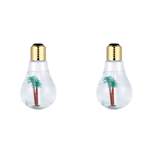 2-piece Golden Bulb-Shaped Mini Humidifier – 400ml Ultrasonic Air Moisturizer with 7-Color LED Night Light & Silent Operation – Desktop Decor for Bedroom, Office & Nursery