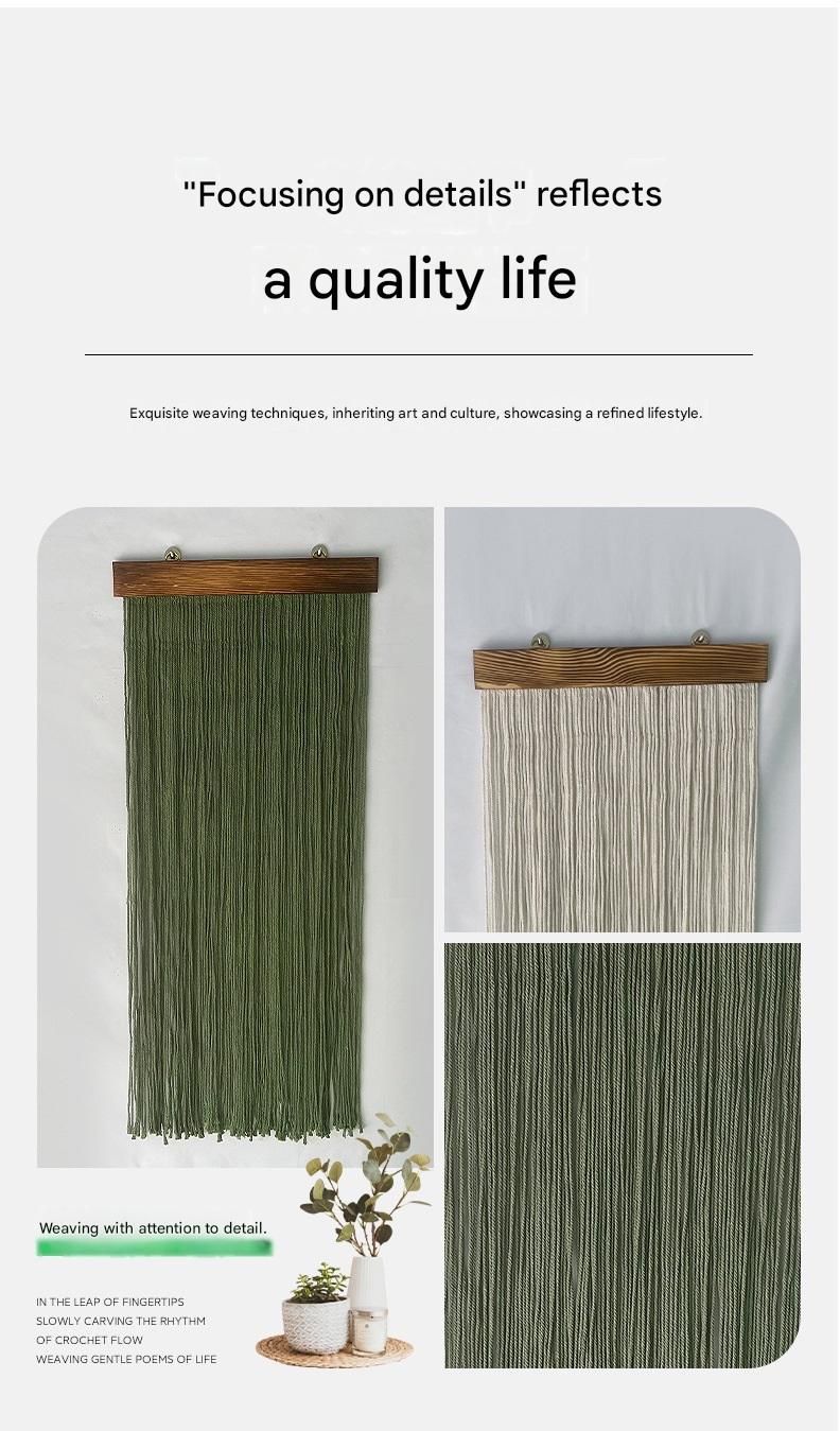 Light Green 90×40 cm Natural Fibre Tapestry -Handwoven Cotton Tassel Wall Hanging – Minimalist Boho Decor for Bedroom, Living Room & Café