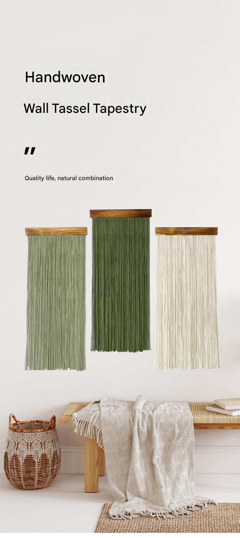 Off- White 90×40 cm Natural Fibre Tapestry -Handwoven Cotton Tassel Wall Hanging – Minimalist Boho Decor for Bedroom, Living Room & Café