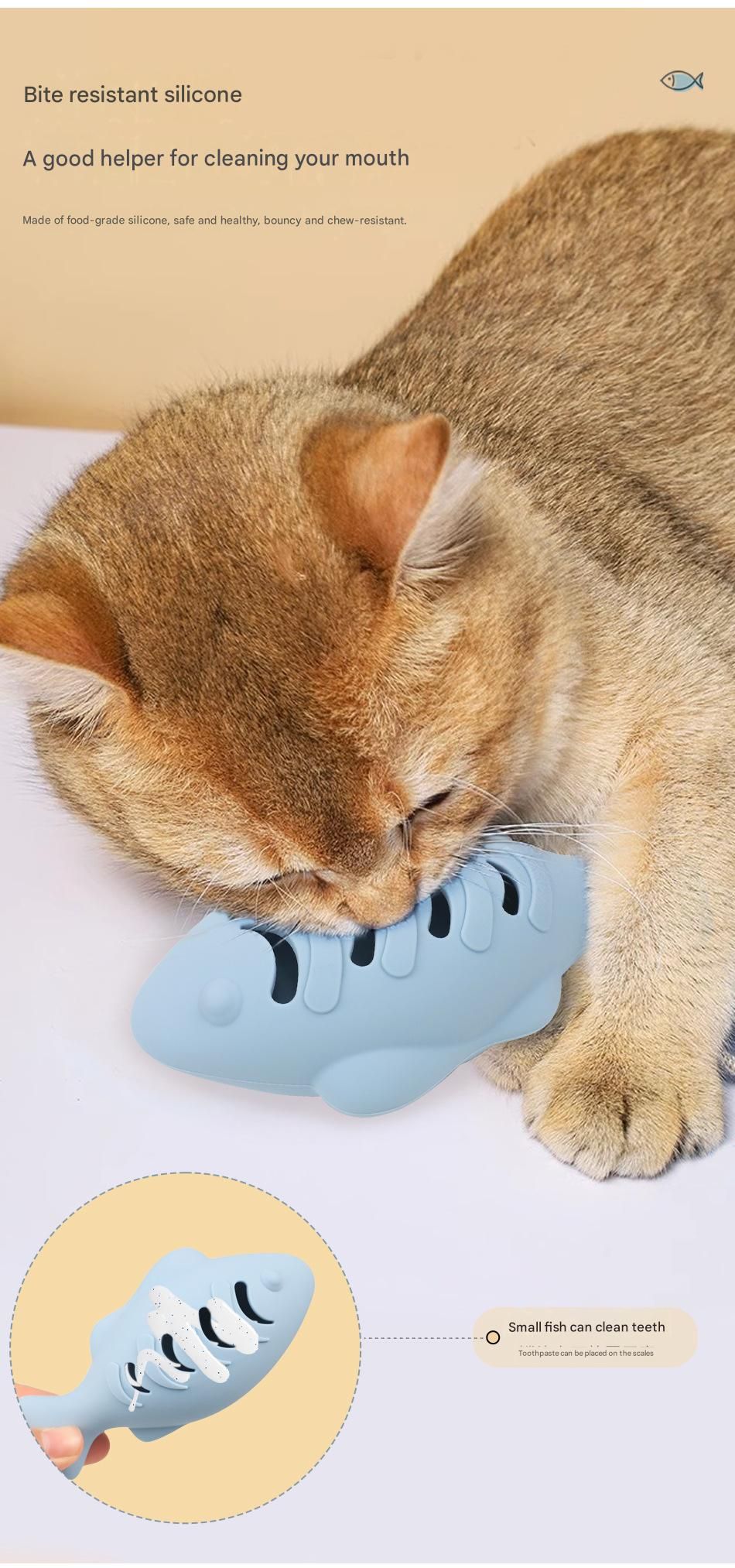 3-piece Blue and Green and Cream-colored Fish-Shaped Silicone Cat Toy and  Catnip– 3-in-1 Interactive & Self-Entertaining Toy with Catnip/Cat food, Dental Care & Hairball Relief – BPA-Free, Food-Grade Safety