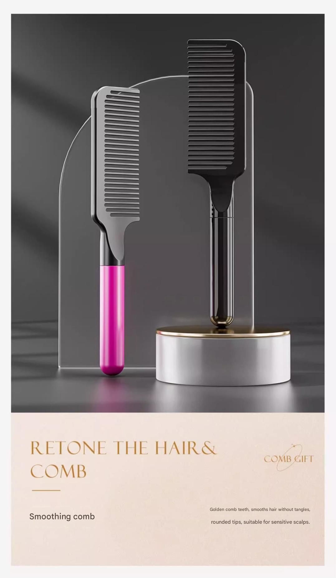 Rose Red 3-Piece Gift Box Set Premium ABS Hair Care Gift Set with Cushion Paddle Brush, Detangling Comb, Cleaning Brush & Stand - Elegant Mother’s Day or Couple’s Gift for Daily Styling and Scalp Comfort