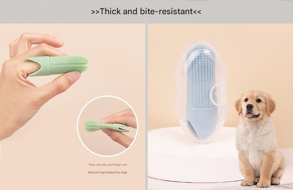 Green Silicone Pet Finger Toothbrush for Cats and Dogs - Soft Dental Care Brush for Teeth Cleaning, Plaque Removal, and Oral Hygiene - Ideal for Small, Medium, and Large Breeds