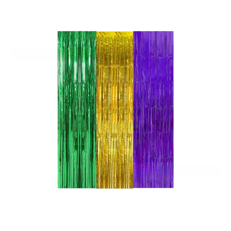 5-piece Golden Laser Tinsel Foil Fringe Curtain - 1*1m Metallic Party Streamer Backdrop for Birthday, Wedding, Christmas, New Year & Event Decoration - Shimmering Photo Booth & Doorway Prop