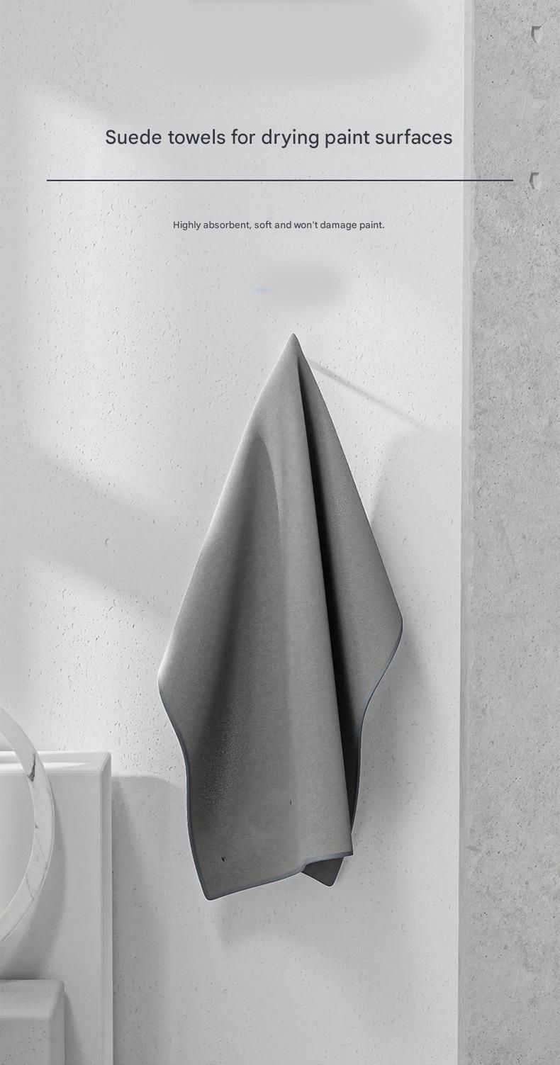 30*30 cm Grey Coral Fleece & Suede Microfiber Cloth Double-Sided Car Wash Towel  , 5X Water Absorption, Scratch-Free & Lint-Free, 360° Stitched Edge for Car Detailing, Glass, Home Cleaning - Multi-Purpose Auto Care Cloth
