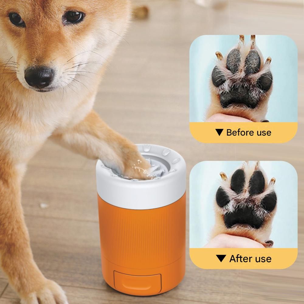 Grey Pet Paw Cleaner Cup - Portable Dog Foot Washer with Soft Silicone Bristles - Easy Clean, Detachable Design for Small to Medium Dogs & Cats